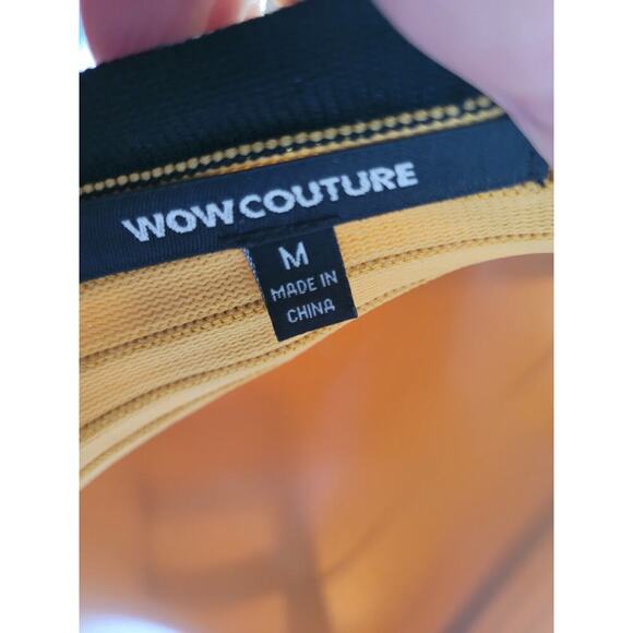 Wow Couture Yellow/Blk Dress zip back Off Shoulder Sz M - Picture 4 of 4